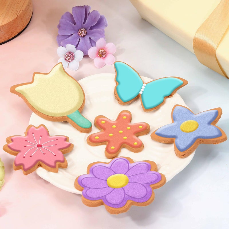 KINYFY 6 PCS Flower Cookie Cutters Set, Stainless Steel Flowers Cookie Cutters, Butterfly Cherry Blossom Tulip Daisy Shaped Baking Tools for Home Baking, Party Favors (Flower & Butterfly) - Image 3