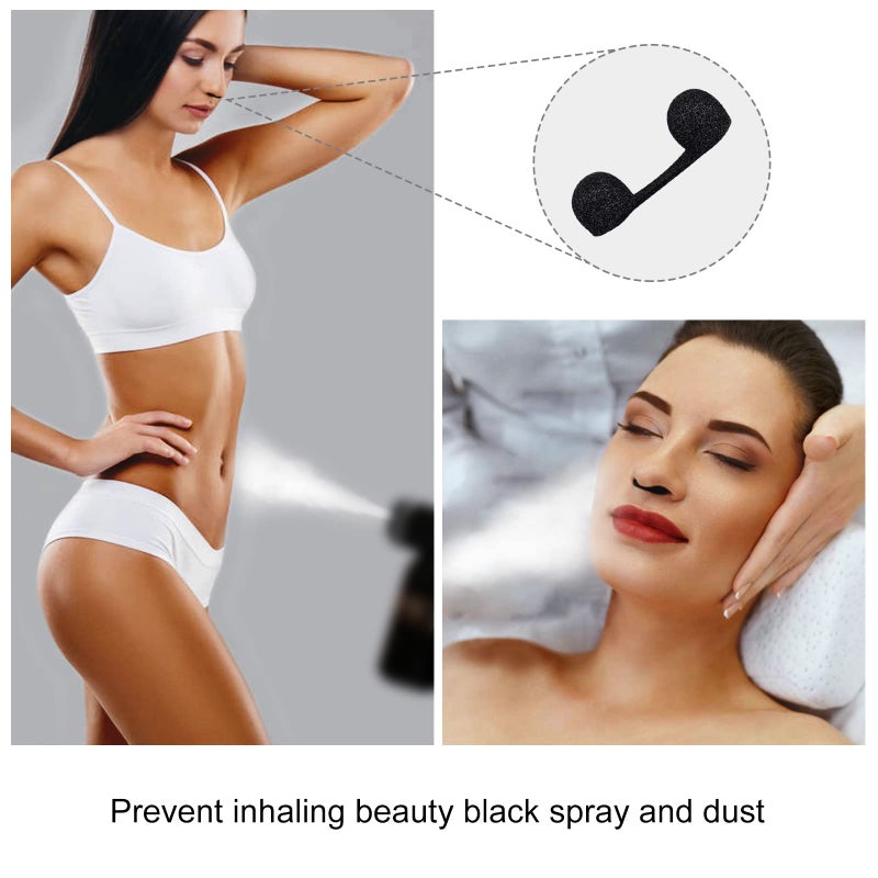 ELERA 100 Pieces Nose Plugs Disposable, Nose Filters for Sunless Airbrush Spray Tanning, Nose Plug for Allergies and Dust, Spray Tan Nose Filter Sponge (Black) - Image 2