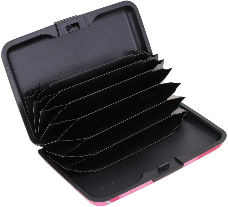 ELFISH RFID Blocking Credit Cards Holder Aluminum Wallet Metal ID Case for Men Women (Big pink flower) - Image 2