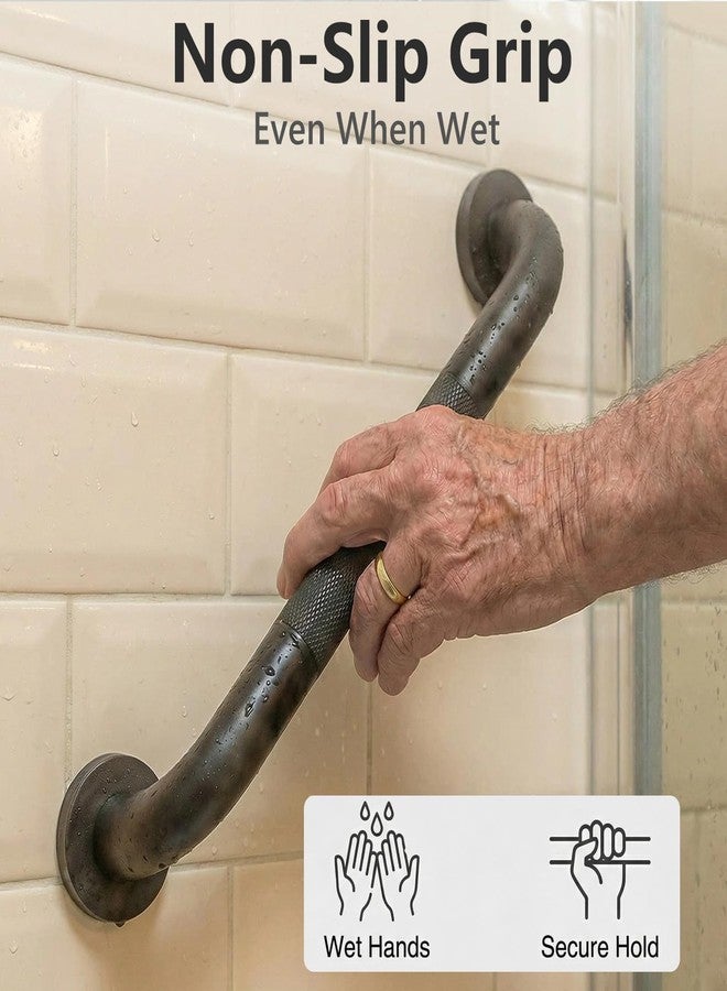 Conwithna 2 Pack Shower Grab Bars for Bathroom 16 Inch Black Stainless Steel Anti-Slip Knurled Grip Home Care Bath Handrail Safety Hand Rail Support for Showers Seniors Elderly Assist Handicap Bath Handle - Image 5