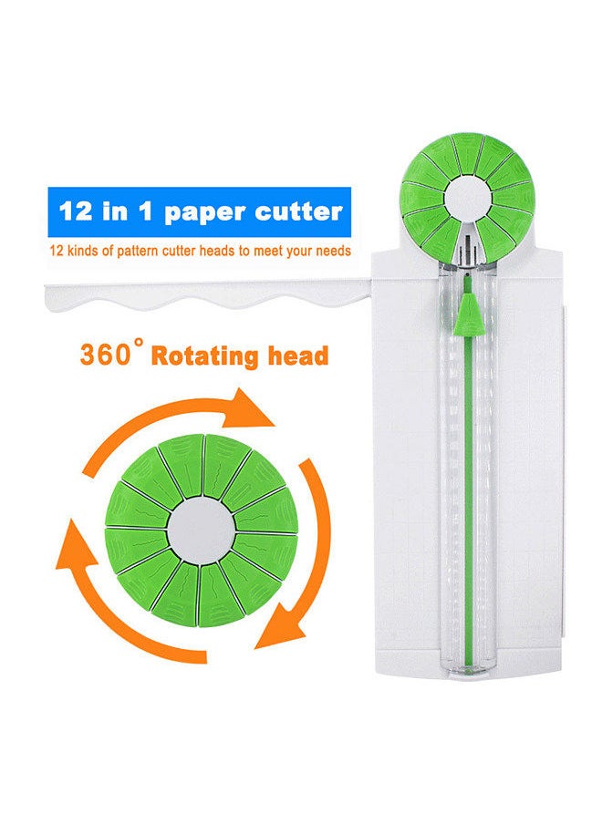 Generic 12in1 Mini Paper Trimmer Rotary Cutter A4 Cut Length 12 Different Shapes Desktop Paper Cutting Machine with Auxiliary rulers for Craft Paper Photos Cards Scrapbooking Office Home Supplies  - Image 1