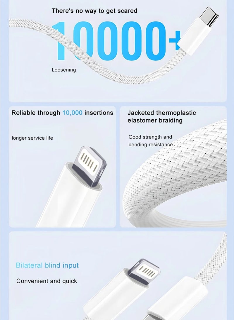 كلبور USB C إلى كابل البرق 1.5m ، كابل شحن نايلون iPhone USB C الشحن السريع لـ iPhone 14/14Pro/14Pro Max/13/mini/13 Pro/13Pro Max/12/12 Pro/12 Pro Max/11 Series/8Plus - Image 4