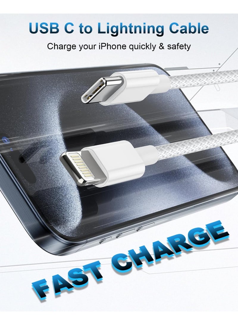 كلبور USB C إلى كابل البرق 1.5m ، كابل شحن نايلون iPhone USB C الشحن السريع لـ iPhone 14/14Pro/14Pro Max/13/mini/13 Pro/13Pro Max/12/12 Pro/12 Pro Max/11 Series/8Plus - Image 2