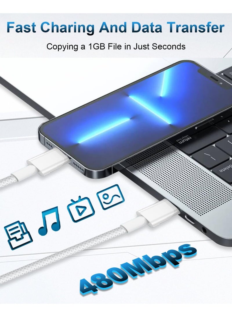 كلبور USB C إلى كابل البرق 1.5m ، كابل شحن نايلون iPhone USB C الشحن السريع لـ iPhone 14/14Pro/14Pro Max/13/mini/13 Pro/13Pro Max/12/12 Pro/12 Pro Max/11 Series/8Plus - Image 5