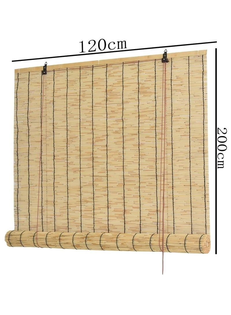 HOME TASTE Premium Bamboo Roll-Up Blinds (120x200cm) – Natural Sun Shade & Privacy Screen for Indoor/Outdoor Use – UV Protection, Light Filtering, Easy Installation  - Image 2