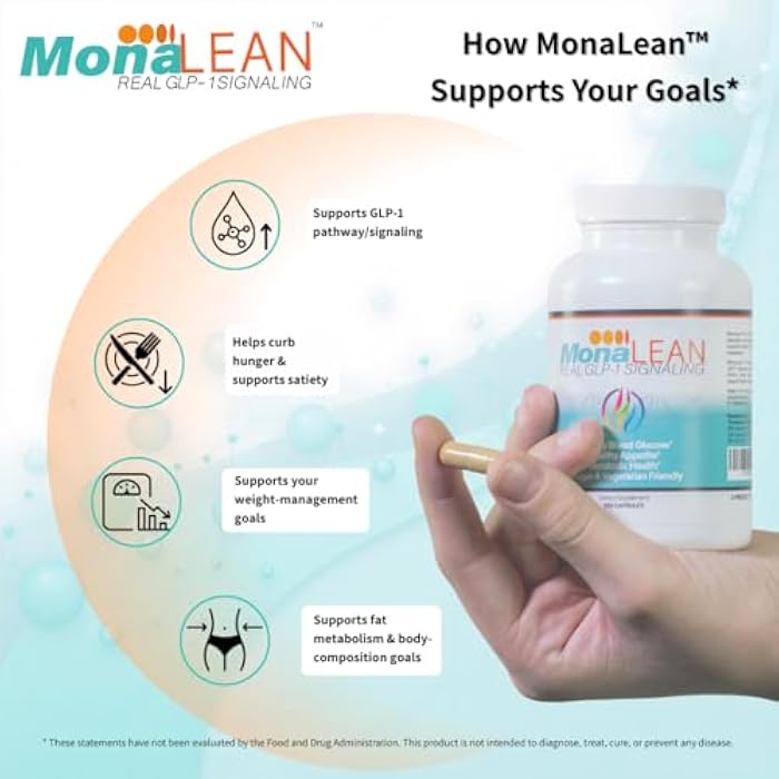 MonaLean Theramone Health GLP-1 Supplement for Satiety & Weight Management – Helps Curb Hunger & Cravings – Berberine + Chromium – Vegan, Non-GMO, Gluten-Free – 120 Capsules - Image 2