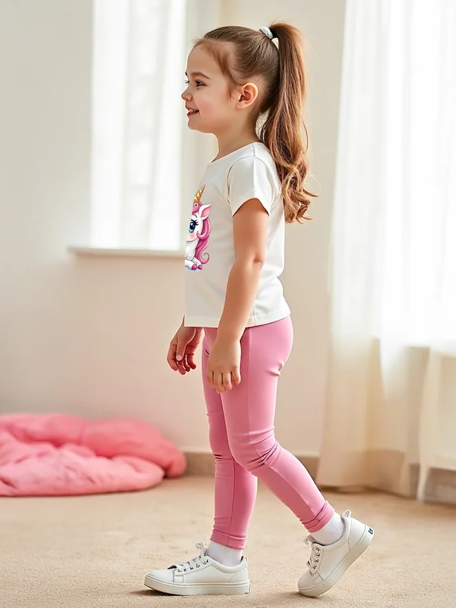 Take Two Take Two Kids Pink Unicorn Graphic T-Shirt and Leggings 2pcs Set
