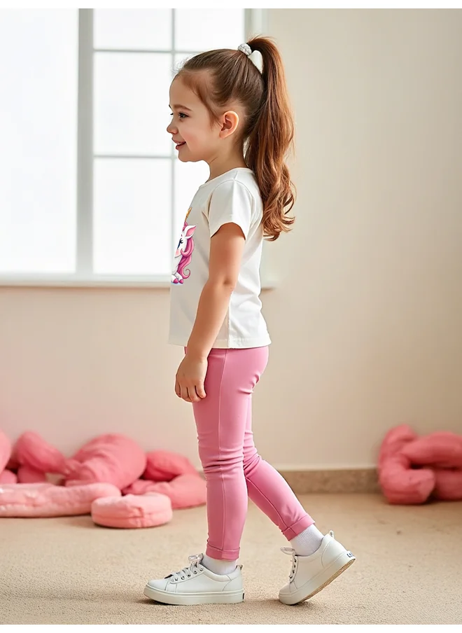تايك تو Take Two Kids Pink Unicorn Graphic T-Shirt and Leggings 2pcs Set
