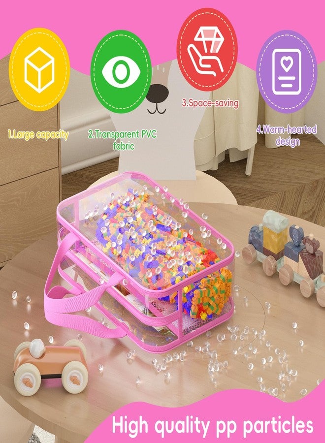 VERONLY 6 Packs Toy Storage Bags with Zipper, Clear PVC Organizing Bags, Reusable Toy Storage Organizer with Portable Handle, Travel Waterproof Organizer Bags for Building Blocks, Puzzle, Toys and Books - Image 4