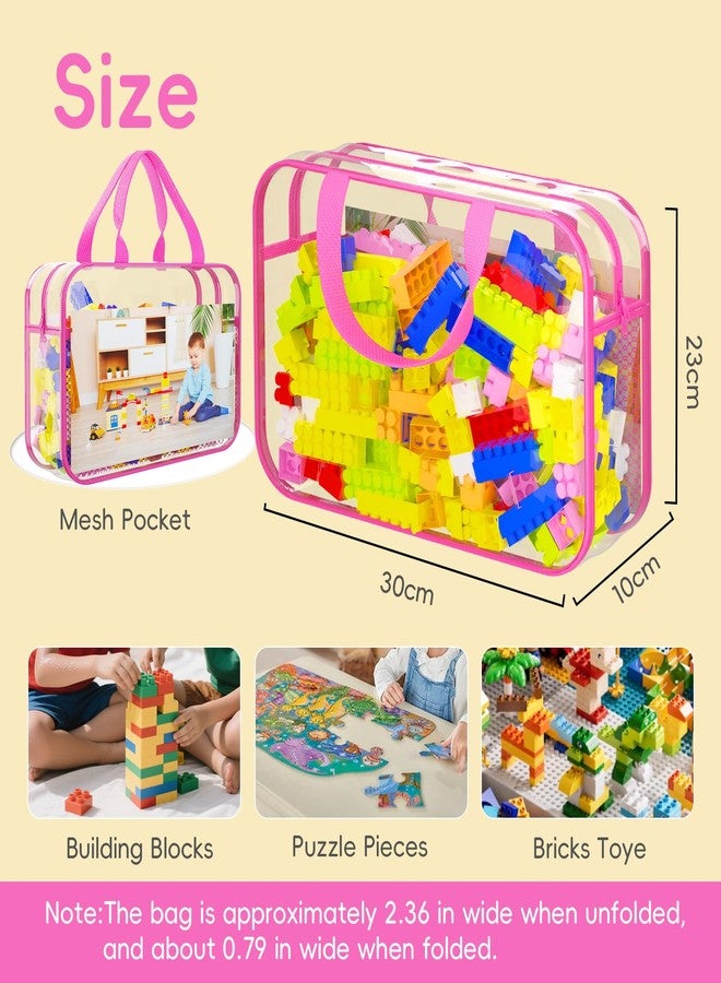 VERONLY 6 Packs Toy Storage Bags with Zipper, Clear PVC Organizing Bags, Reusable Toy Storage Organizer with Portable Handle, Travel Waterproof Organizer Bags for Building Blocks, Puzzle, Toys and Books - Image 2