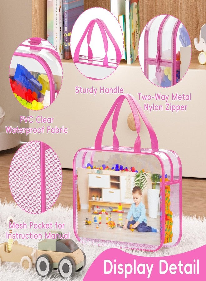 VERONLY 6 Packs Toy Storage Bags with Zipper, Clear PVC Organizing Bags, Reusable Toy Storage Organizer with Portable Handle, Travel Waterproof Organizer Bags for Building Blocks, Puzzle, Toys and Books - Image 3