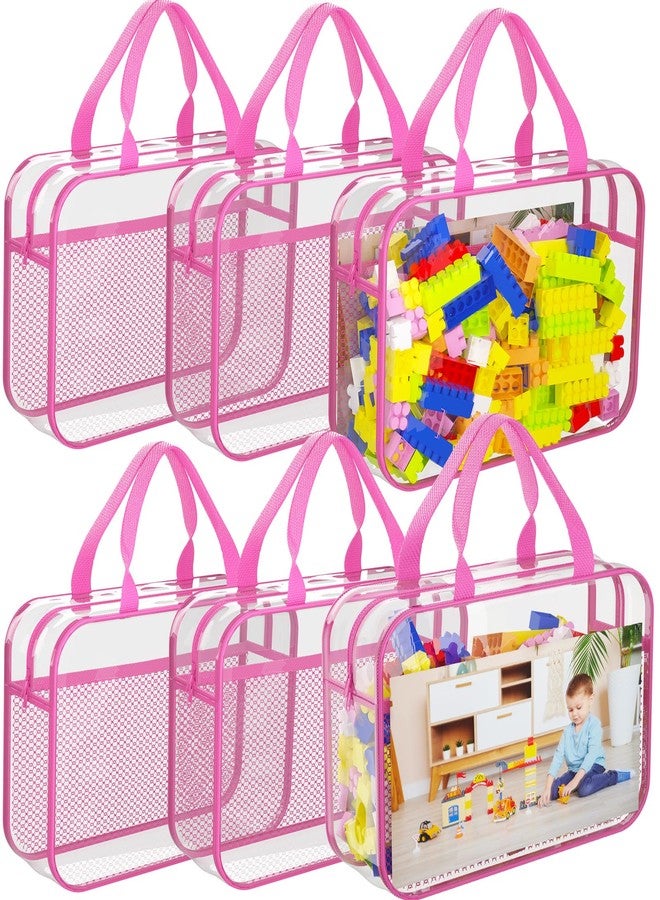 VERONLY 6 Packs Toy Storage Bags with Zipper, Clear PVC Organizing Bags, Reusable Toy Storage Organizer with Portable Handle, Travel Waterproof Organizer Bags for Building Blocks, Puzzle, Toys and Books - Image 1