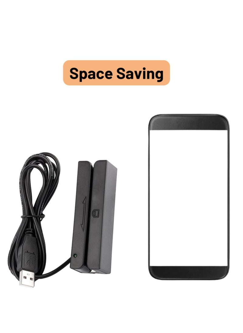 Excefore - Credit Card Reader, Magnetic Strip Card Reader Msr90 Usb 3 Tracks Pos Credit Card System Cashier Mini Mag Speed Reader Swiper, Practical Credit Card Reader - Image 1