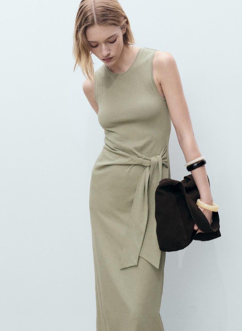 MANGO Cotton With Knot Detail Dress  - Image 4