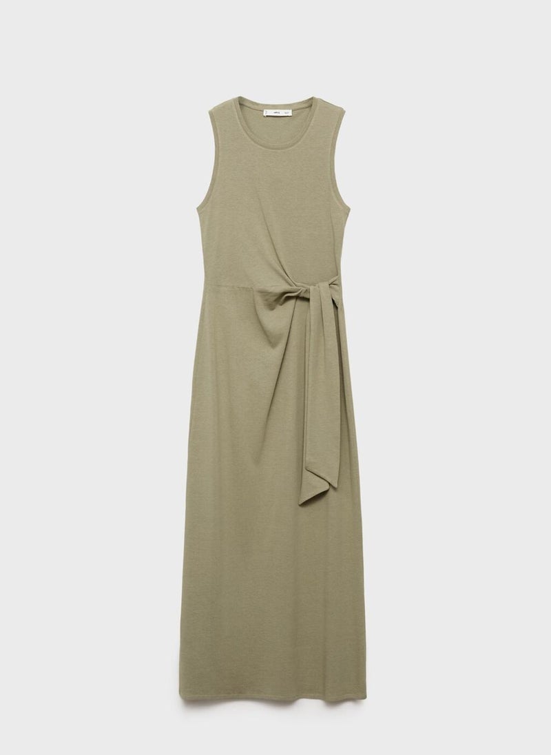 MANGO Cotton With Knot Detail Dress  - Image 5