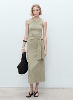 MANGO Cotton With Knot Detail Dress  - Image 1