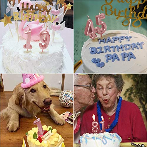 XNOVA 9th Birthday Candle Nine Years Pink Happy Birthday Number 9 Candles for Cake Topper Decoration for Party Kids Adults Numeral 90 59 29 91 94 99 - Image 5