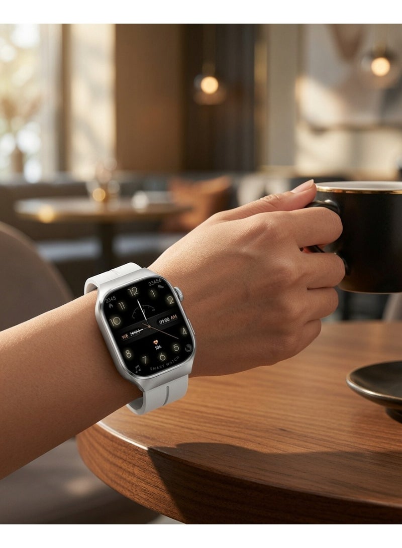 Smartberry A63 Curved Screen Smart Watch 2.2 Inch HD Full Touch Display, Bluetooth Calling, Heart Rate & Sleep Monitoring, Multi Sports Modes, Message Notifications, Magnetic Charging, 180mAh Battery, Android & iOS Compatible White - Image 3