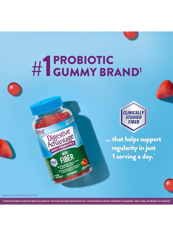 Digestive Advantage Prebiotic Fiber Gummies + Probiotics for Digestive Health, Daily Gummies for Women & Men, Digestive Supplement for Regularity & Gut Health, 60ct Strawberry Flavor - Image 5