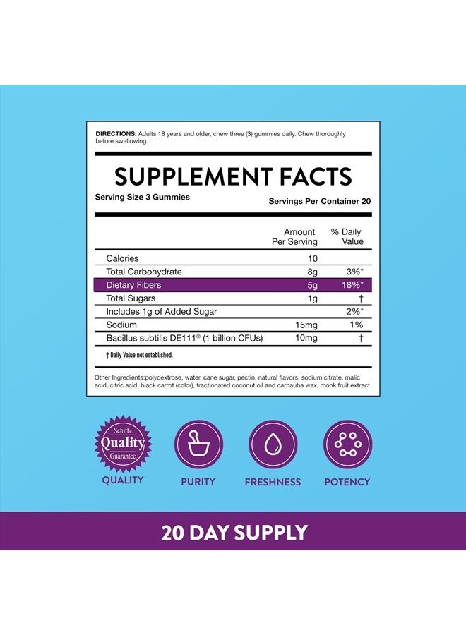 Digestive Advantage Prebiotic Fiber Gummies + Probiotics for Digestive Health, Daily Gummies for Women & Men, Digestive Supplement for Regularity & Gut Health, 60ct Strawberry Flavor - Image 3