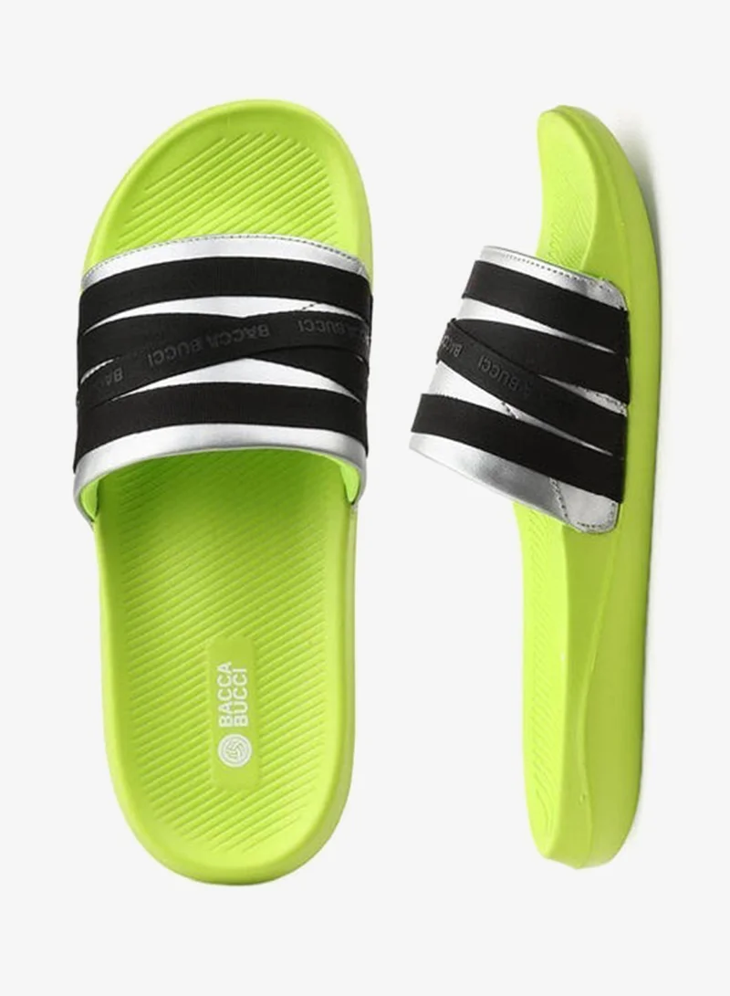 باكا بوتشي شباشب رجالية مخططة بالأخضر والأسود