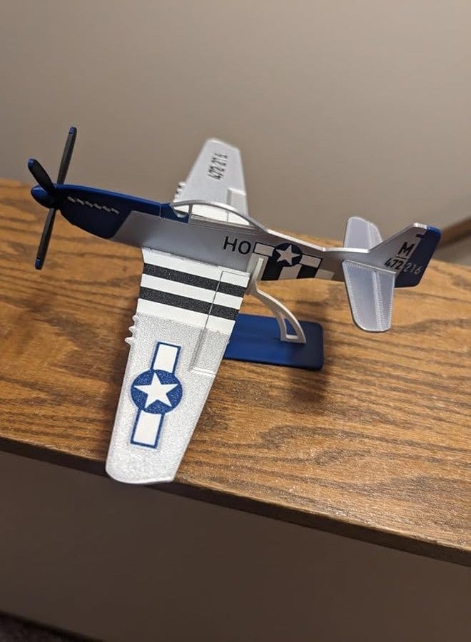 3D CRAFT Mustang Model Aircraft Kit, WWII Fighter Plane, D-Day Invasion Stripes, Multicolor, Scale Model - Image 3
