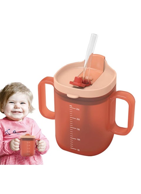 Toddler Sippy Cups, 250ML Kids Water Bottles with Straw, Toddler Drinks Water Bottles Trainer Cup with Handles