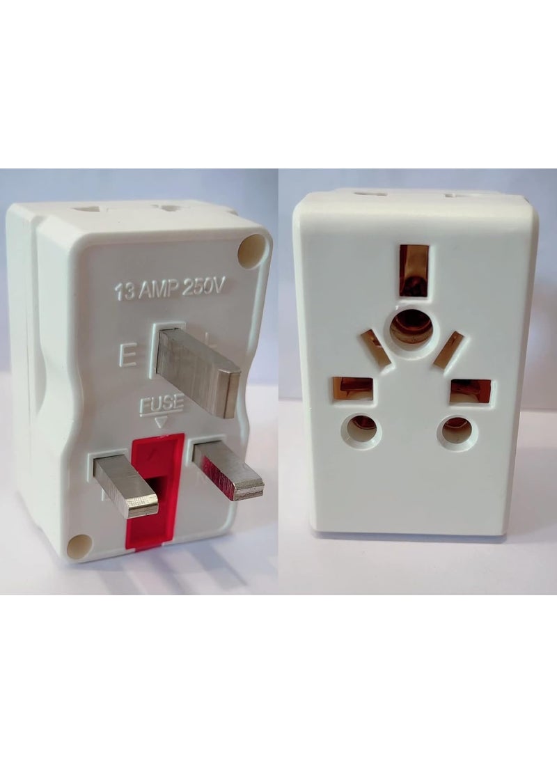 HI PLASST PINS N PLUGS HiPLASST2pcs Flat Multi Input 3Way 3Pin Plug Multicountry Input Plug Adapter with Fuse for Imported Devices from UK US AustraliaJapanetc Plugs  - Image 1