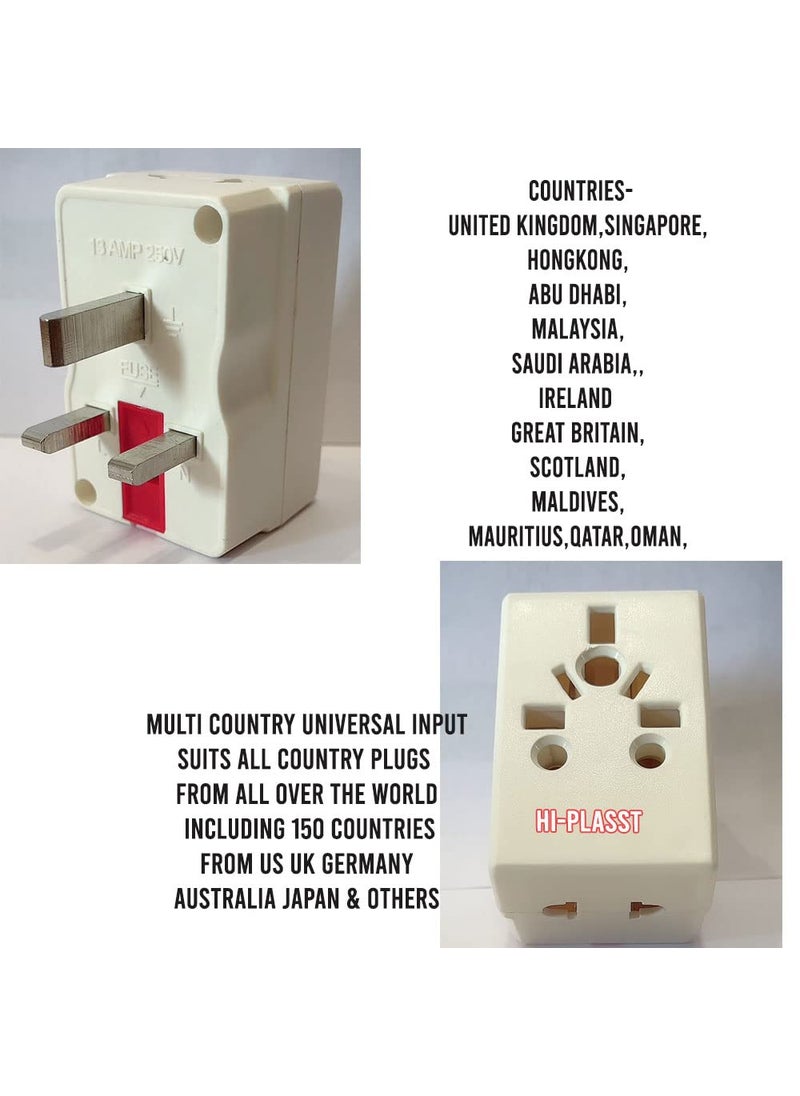 HI PLASST PINS N PLUGS HiPLASST2pcs Flat Multi Input 3Way 3Pin Plug Multicountry Input Plug Adapter with Fuse for Imported Devices from UK US AustraliaJapanetc Plugs  - Image 4