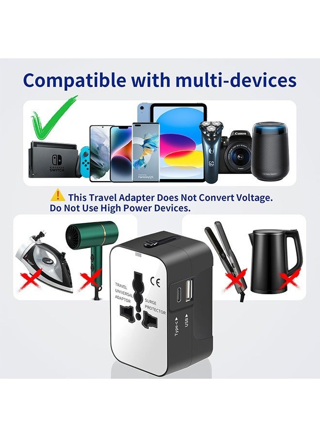 Universal Travel Adapter with (Type C+USB) 2 USB Ports & AC Outlet, International Plug Adapter Converter, Type C/A/G/I All in One Wall Charger Worldwide Travel Adaptor for US to EU UK AUS Asia - Image 5