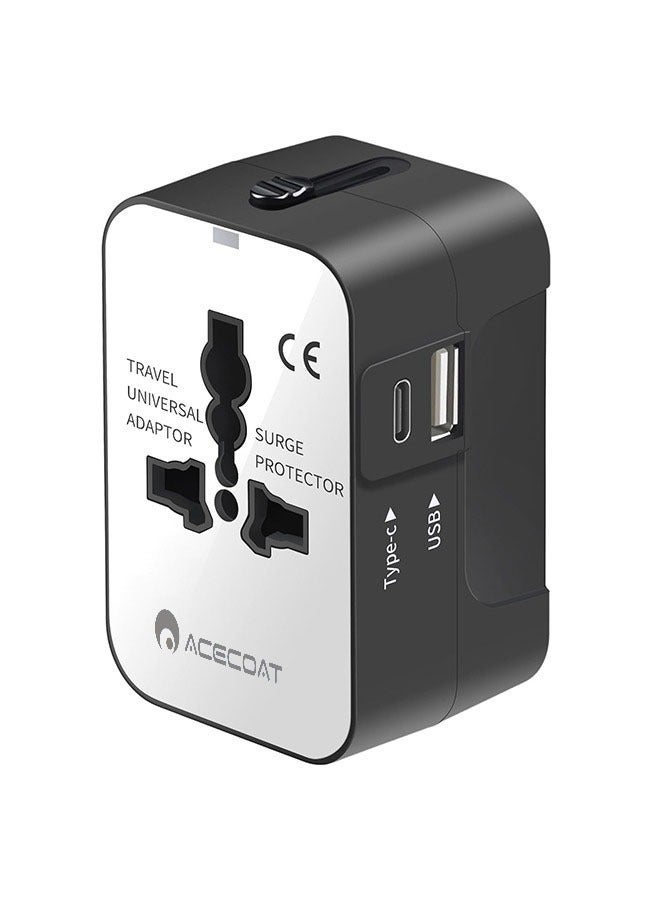 Universal Travel Adapter with (Type C+USB) 2 USB Ports & AC Outlet, International Plug Adapter Converter, Type C/A/G/I All in One Wall Charger Worldwide Travel Adaptor for US to EU UK AUS Asia - Image 1