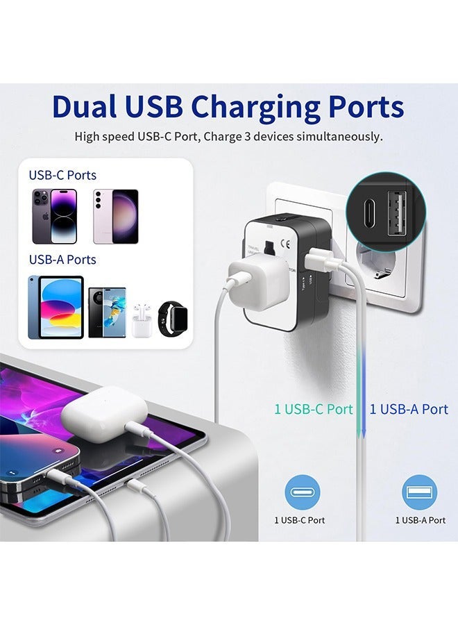 Universal Travel Adapter with (Type C+USB) 2 USB Ports & AC Outlet, International Plug Adapter Converter, Type C/A/G/I All in One Wall Charger Worldwide Travel Adaptor for US to EU UK AUS Asia - Image 3