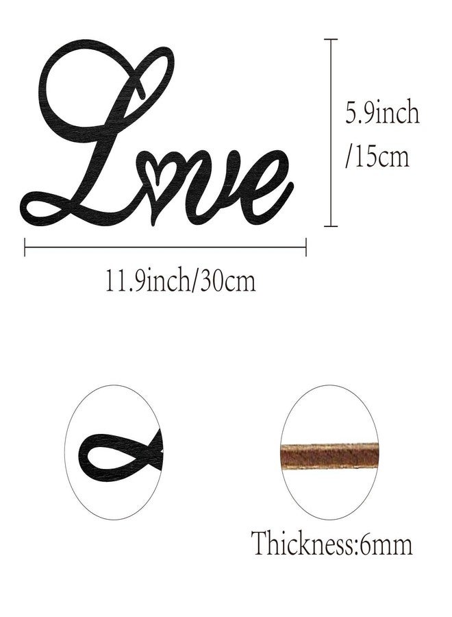 CREATCABIN Love Word Cutout Sign Laser Cut Wood Letter Sign Heart Wall Decor Unfinished Wooden Signs Wall Art Basswood Hanging Sculpture Decor for Crafts DIY Home Farmhouse Bedroom Black 11.9x5.9Inch - Image 2