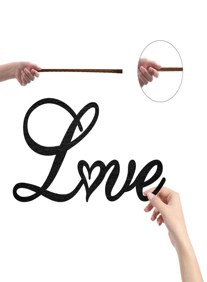 CREATCABIN Love Word Cutout Sign Laser Cut Wood Letter Sign Heart Wall Decor Unfinished Wooden Signs Wall Art Basswood Hanging Sculpture Decor for Crafts DIY Home Farmhouse Bedroom Black 11.9x5.9Inch - Image 3