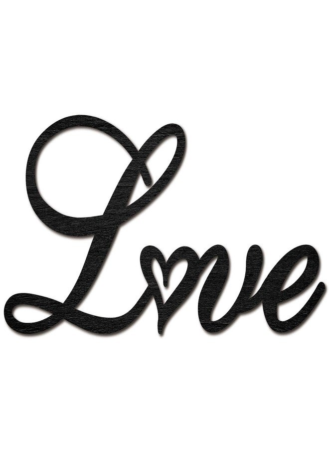 CREATCABIN Love Word Cutout Sign Laser Cut Wood Letter Sign Heart Wall Decor Unfinished Wooden Signs Wall Art Basswood Hanging Sculpture Decor for Crafts DIY Home Farmhouse Bedroom Black 11.9x5.9Inch - Image 1