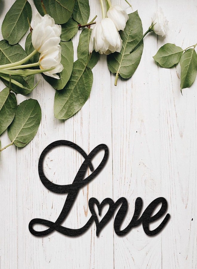 CREATCABIN Love Word Cutout Sign Laser Cut Wood Letter Sign Heart Wall Decor Unfinished Wooden Signs Wall Art Basswood Hanging Sculpture Decor for Crafts DIY Home Farmhouse Bedroom Black 11.9x5.9Inch - Image 5