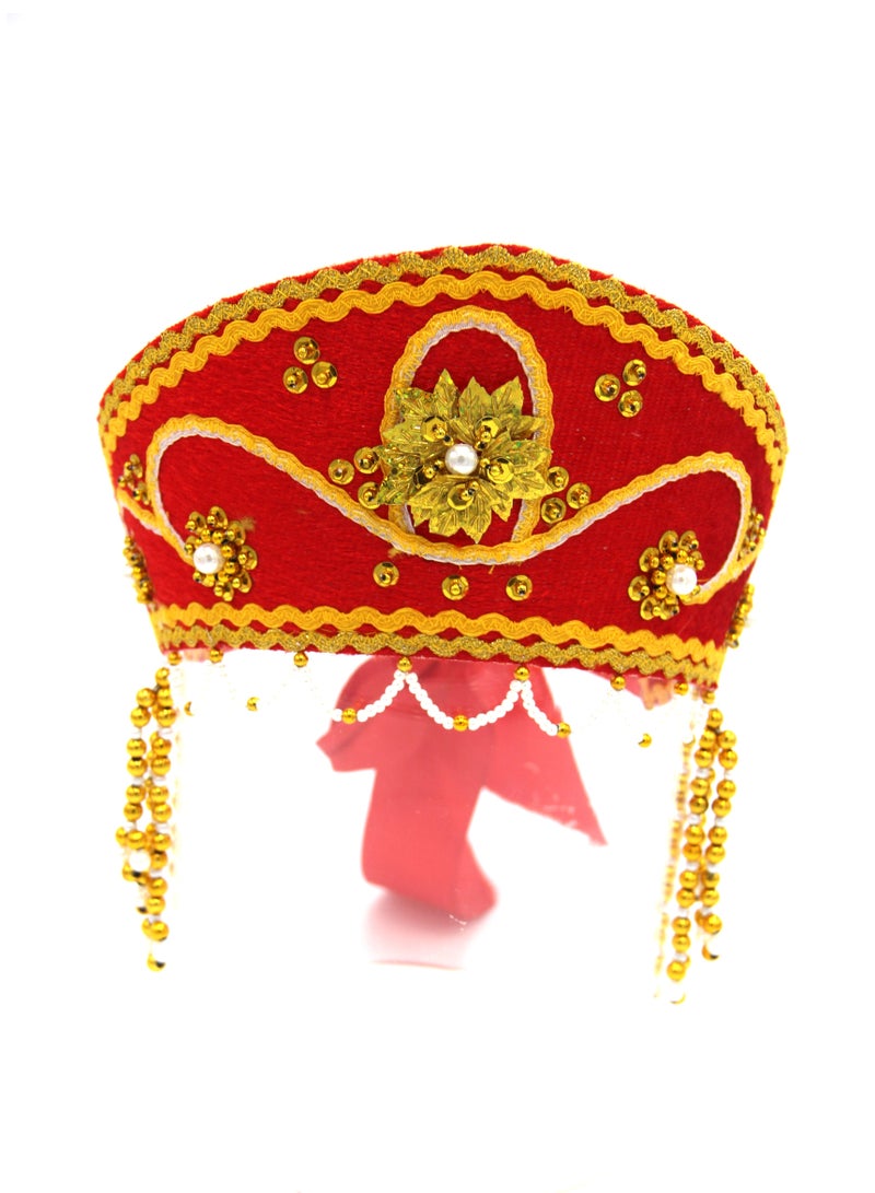 D'Daniela دي دانييلا - غطاء رأس تقليدي نسائي كوكوشنيك - أحمر مع ذهب - Image 1