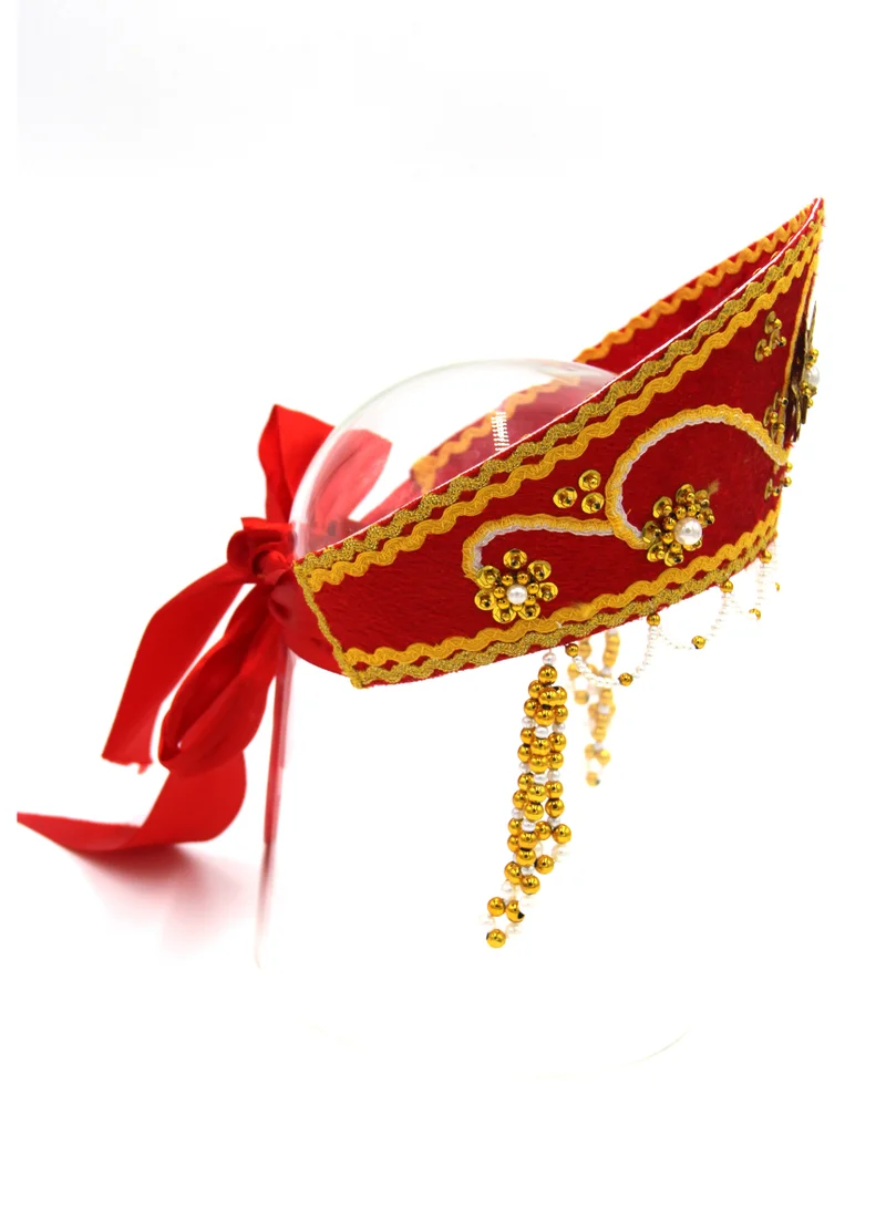 D'Daniela D' Daniela - Women's Traditional Headdress Kokoshnik - Red with Gold