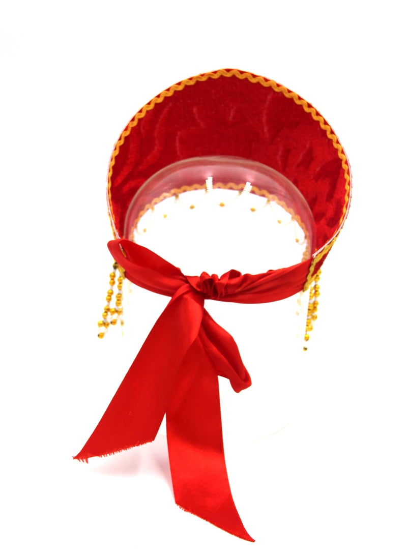 D'Daniela دي دانييلا - غطاء رأس تقليدي نسائي كوكوشنيك - أحمر مع ذهب - Image 3