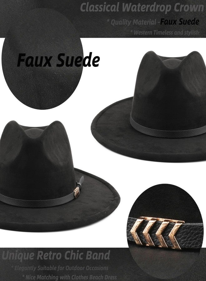 Pro Celia Wide Brim Fedora Hat for Men Women Big Rancher Felt Hat (US, Alpha, One Size, Belt-Black) - Image 4