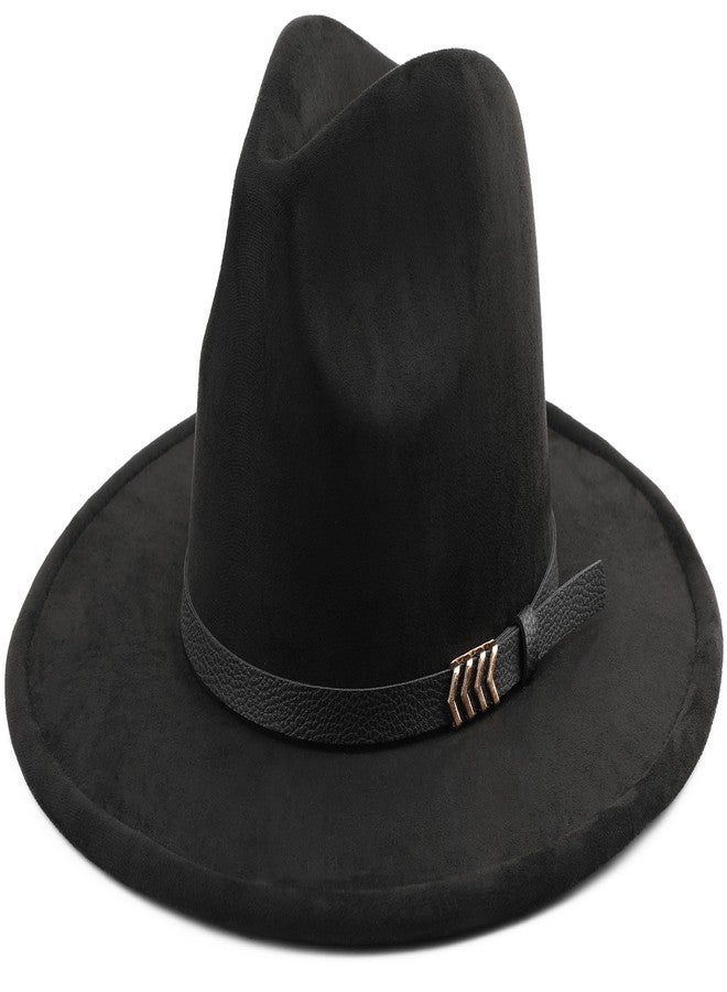 Pro Celia Wide Brim Fedora Hat for Men Women Big Rancher Felt Hat (US, Alpha, One Size, Belt-Black) - Image 1
