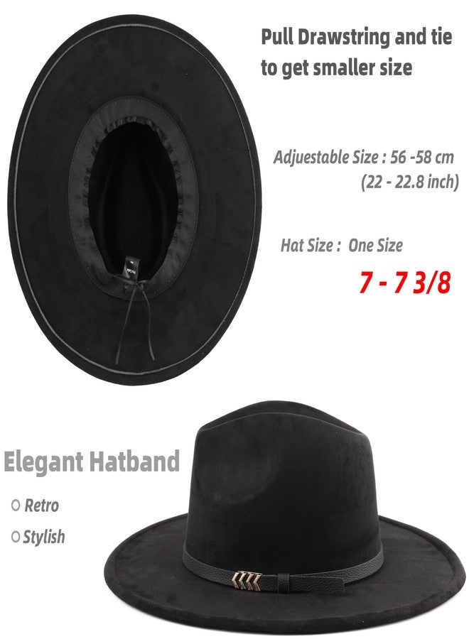 Pro Celia Wide Brim Fedora Hat for Men Women Big Rancher Felt Hat (US, Alpha, One Size, Belt-Black) - Image 3