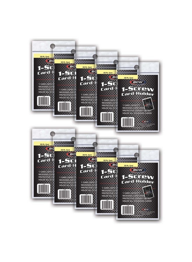 BCW 1 Screw Card Holder - 20 PT | Standard Trading Card Protector | Clear Polystyrene Screwdown Case | 2-Piece Design with Brass Screw | 10 Count - Image 1