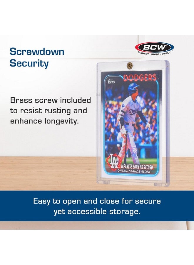 BCW 1 Screw Card Holder - 20 PT | Standard Trading Card Protector | Clear Polystyrene Screwdown Case | 2-Piece Design with Brass Screw | 10 Count - Image 4