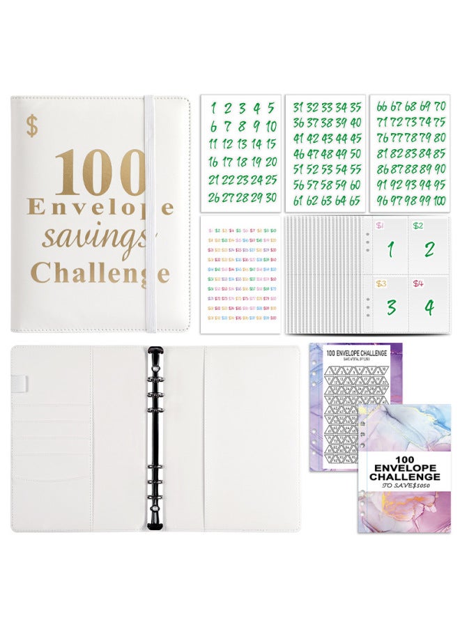 HONGYANG Envelopechallenge Loose-leaf Notebook 100 Days Money Saving Book Challenge Cash Saving Book - Image 1