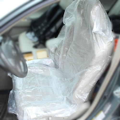 T-MAX TMAX 100pc Set Disposable Plastic Seat Covers for Car - Clear Vehicle Seat Covers for Mechanics, Pets, Valet - Image 1