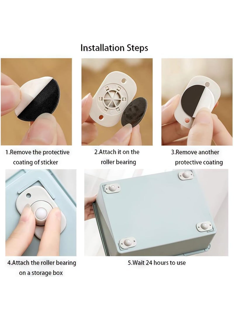Dophee Dophee 8Pcs Universal Mini SelfAdhesive Casters Swivel White Stainless Steel ABS SelfAdhesive 360Degree Rotation Furniture Pulley Rotating Wheels  - Image 3