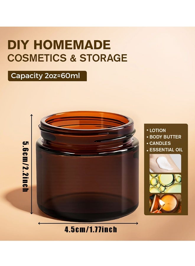 2 Pack Amber Glass Jars with Lids Empty Cosmetic Containers Round Airtight Glass Jar with Black Lid for Storing Lotions Powders Ointments - Image 2