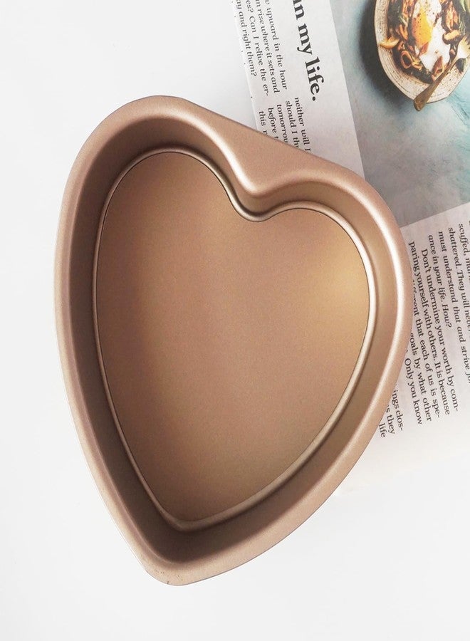 Heluok Heart Shaped Cake Pan 6Inch, Gold Heart Cake Pan Removable Bottom, Muffin Pan Baking Set of 2 for Brownies, Cheesecake, Non-Stick Carbon Steel Shape Mold, Love - Image 3