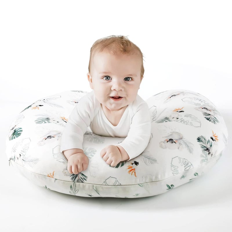 GRSSDER Soft Stretchy Minky Nursing Pillow Cover, Breastfeeding Pillow Slipcover for Boys & Girls, Nursing Pillow Case for Newborn, Stylish Watercolor Animals, Mint Green - Image 2